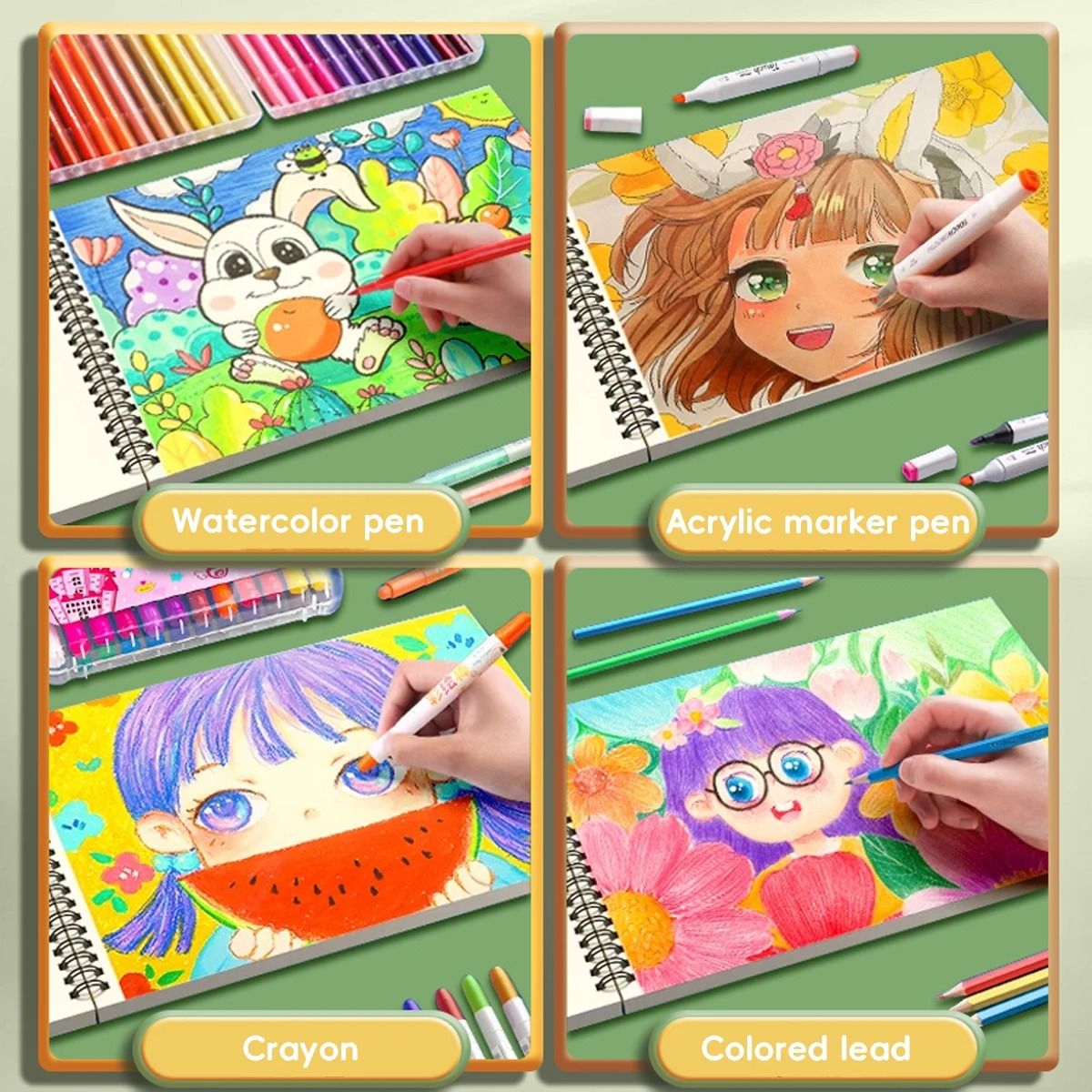 Kawaii Capybara Picture Book A4 Thickened Blank Sketch Art Drawing Supplies for Students