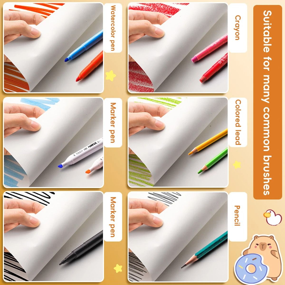 Kawaii Capybara Picture Book A4 Thickened Blank Sketch Art Drawing Supplies for Students