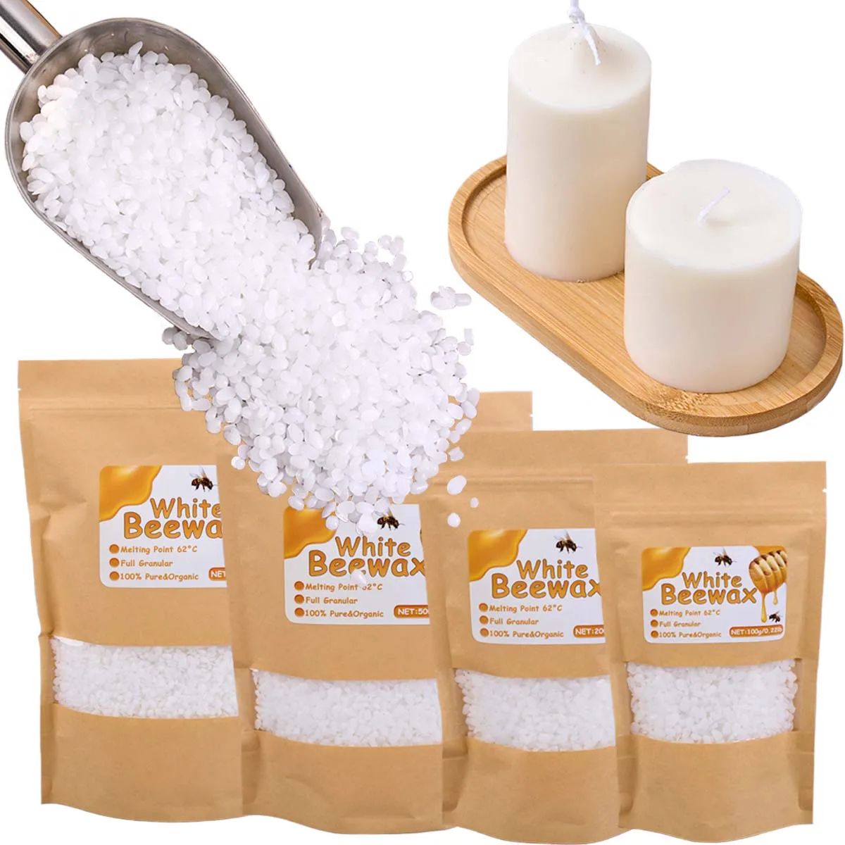 Pure Natural Beeswax Granules for DIY Candle Making with Wicks