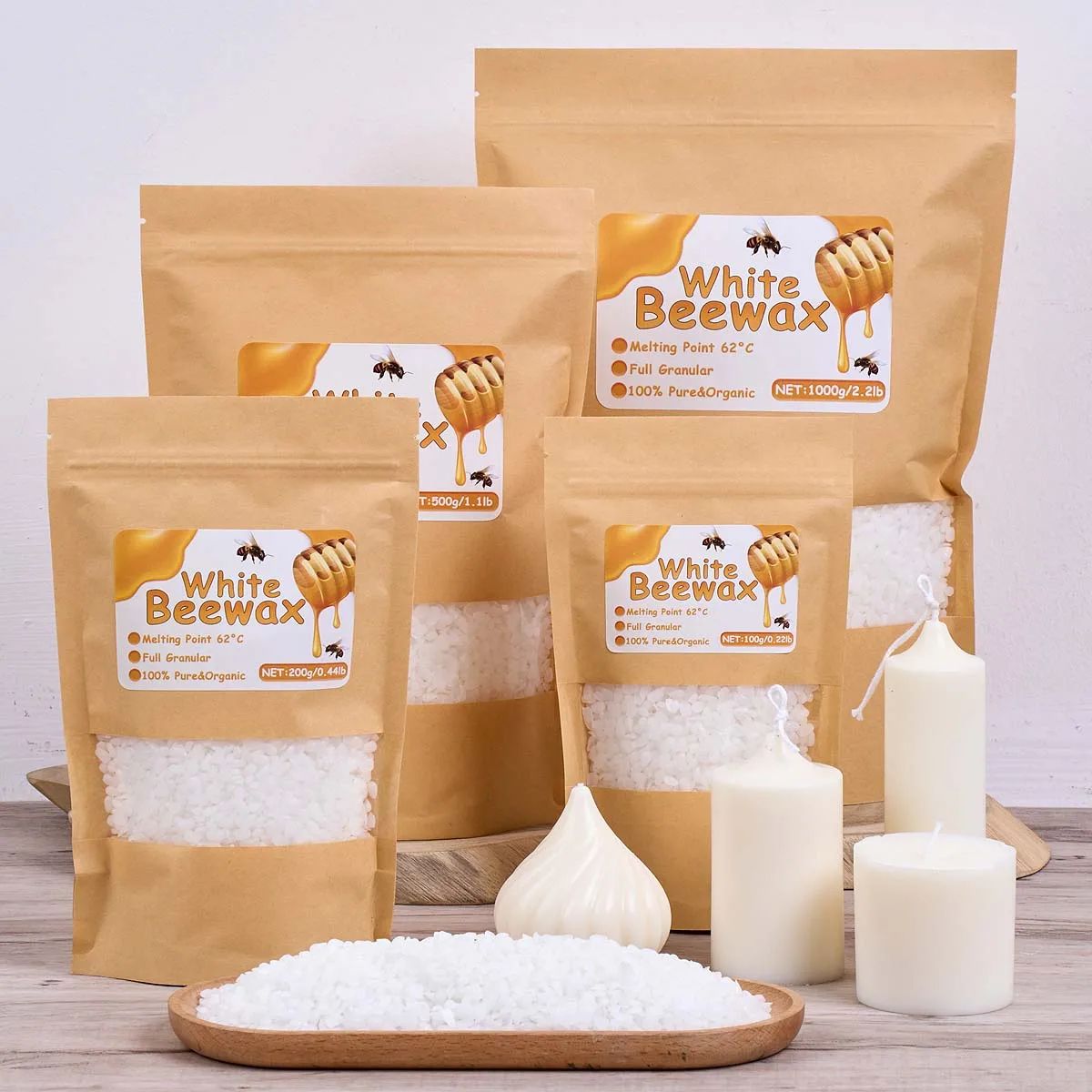 Pure Natural Beeswax Granules for DIY Candle Making with Wicks