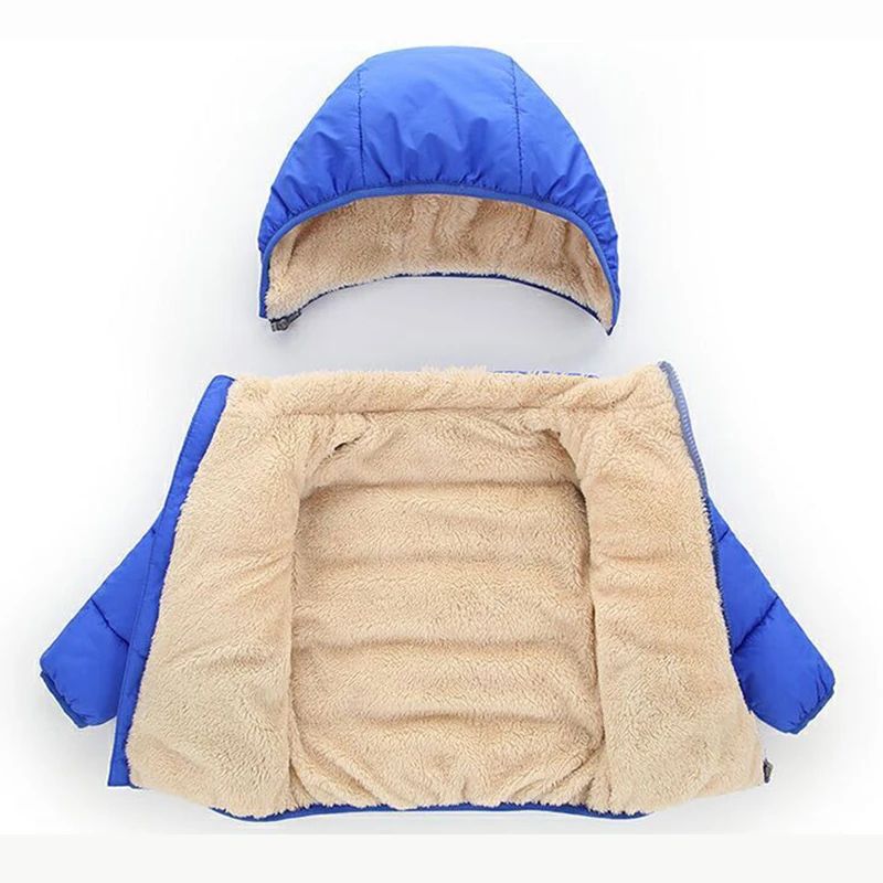 Kids Plush Fur Hooded Winter Jacket – Thick Warm Cotton-Padded Coat for Boys & Girls (3–6Y)