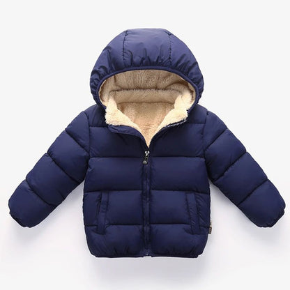 Kids Plush Fur Hooded Winter Jacket – Thick Warm Cotton-Padded Coat for Boys & Girls (3–6Y)
