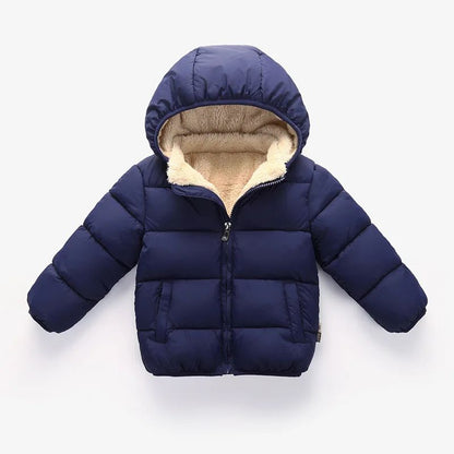Kids Plush Fur Hooded Winter Jacket – Thick Warm Cotton-Padded Coat for Boys & Girls (3–6Y)