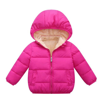 Kids Plush Fur Hooded Winter Jacket – Thick Warm Cotton-Padded Coat for Boys & Girls (3–6Y)