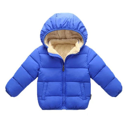 Kids Plush Fur Hooded Winter Jacket – Thick Warm Cotton-Padded Coat for Boys & Girls (3–6Y)