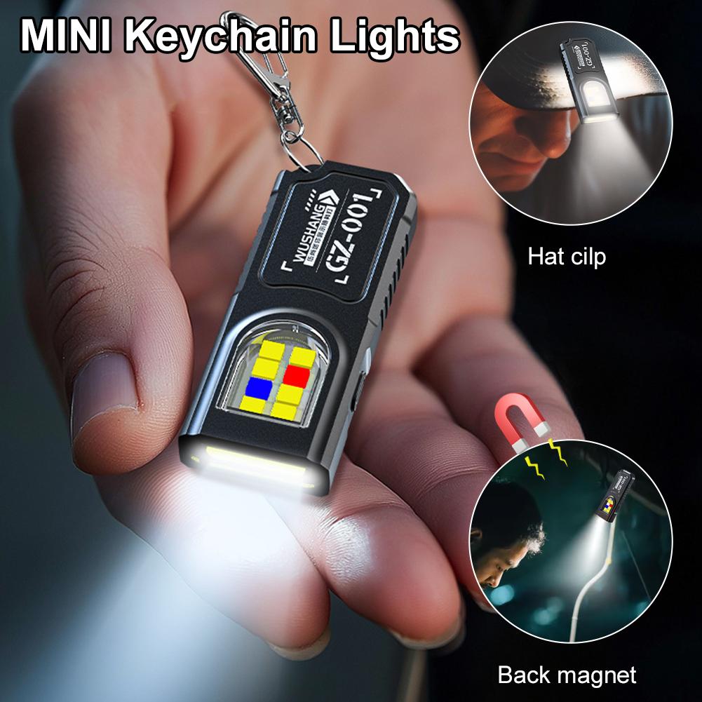 USB Rechargeable Keychain Flashlight  Compact Mini Work Light for Camping, Walking, and Pocket Use Set