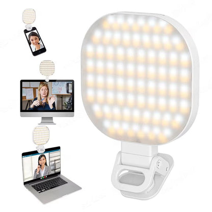 Rechargeable Selfie Light Clip On LED Phone Fill Light for TikTok Live Streaming and Video Conferencing