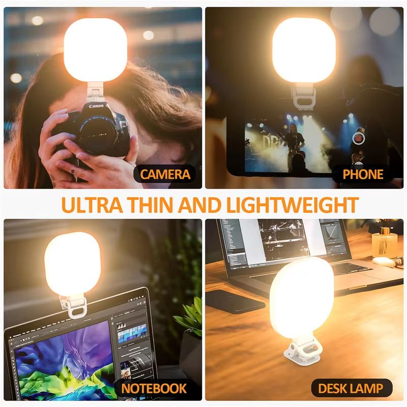 Rechargeable Selfie Light Clip On LED Phone Fill Light for TikTok Live Streaming and Video Conferencing
