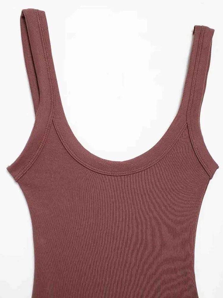 Womens Ribbed O Neck Bodysuit Stretch Snap Button Bodysuit Slim Fit Fashion Top