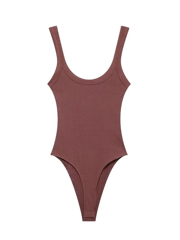 Womens Ribbed O Neck Bodysuit Stretch Snap Button Bodysuit Slim Fit Fashion Top
