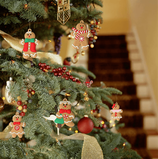 12-Piece Gingerbread Man Christmas Ornaments Cute Tree Hanging Decorations