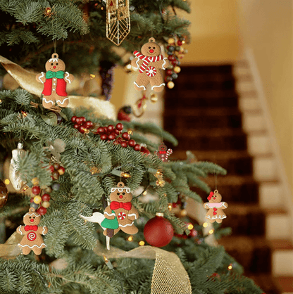 12-Piece Gingerbread Man Christmas Ornaments Cute Tree Hanging Decorations