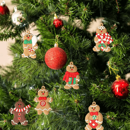 12-Piece Gingerbread Man Christmas Ornaments Cute Tree Hanging Decorations