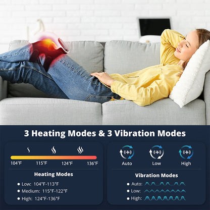 Wireless Heated Knee Massager with Vibration Therapy, Electric Heating Massage Knee Pad for Instant Relief
