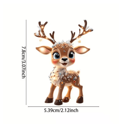 Cute Reindeer Christmas Ornament Acrylic Cartoon Elk Tree Decoration