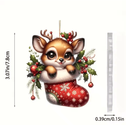 Cute Reindeer Christmas Ornament Acrylic Cartoon Elk Tree Decoration