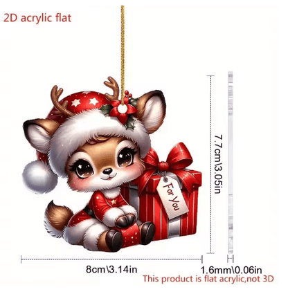 Cute Reindeer Christmas Ornament Acrylic Cartoon Elk Tree Decoration