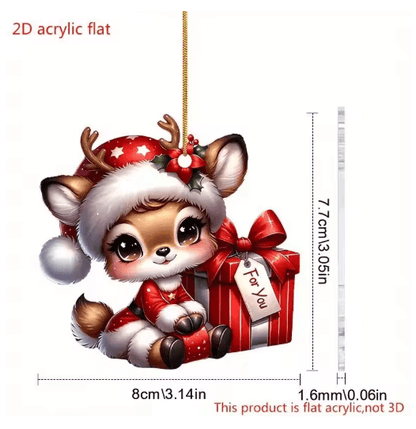 Cute Reindeer Christmas Ornament Acrylic Cartoon Elk Tree Decoration