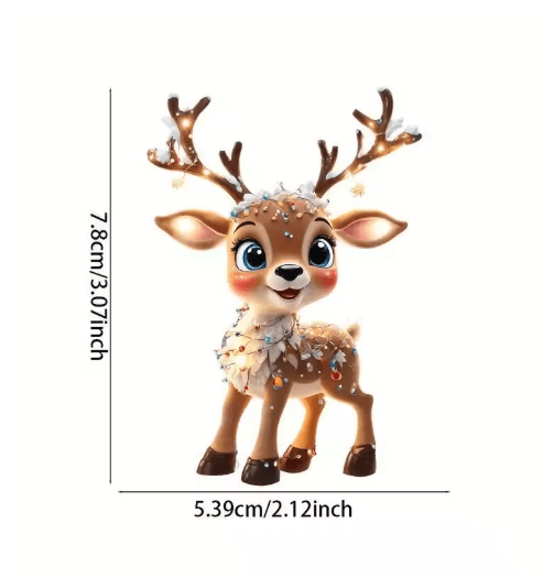 Cute Reindeer Christmas Ornament Acrylic Cartoon Elk Tree Decoration