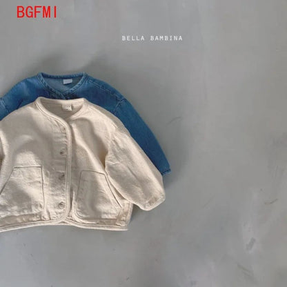 Kids Cotton Denim Jacket – Classic Korean Style Jean Coat for Boys & Girls (2–7Y)