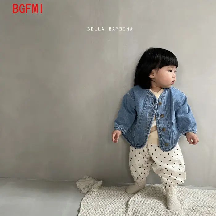 Kids Cotton Denim Jacket – Classic Korean Style Jean Coat for Boys & Girls (2–7Y)