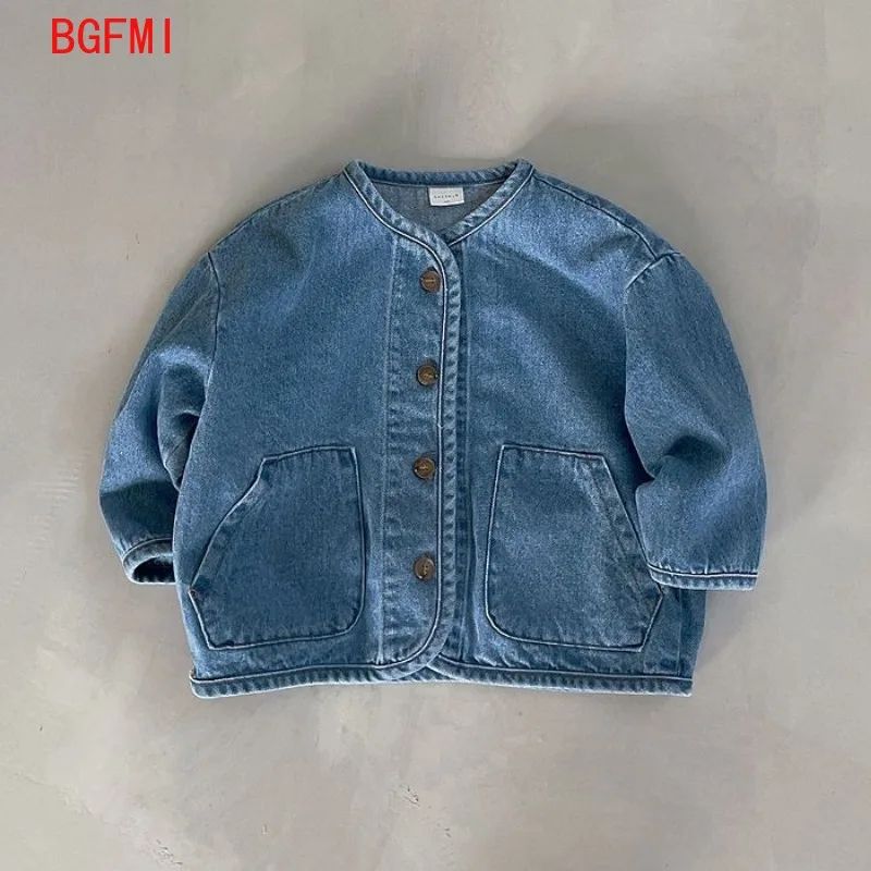 Kids Cotton Denim Jacket – Classic Korean Style Jean Coat for Boys & Girls (2–7Y)