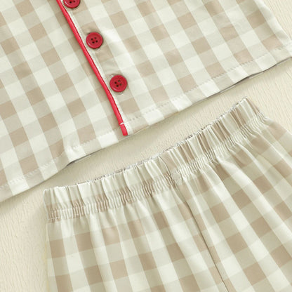 Cozy Gingerbread Plaid Christmas Baby Pajamas – 2-Piece Toddler Holiday Sleepwear Set