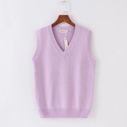 Japanese JK School Uniform Sweater Vest – Cute Anime V-Neck Knit Cosplay Vest for Girls & Women