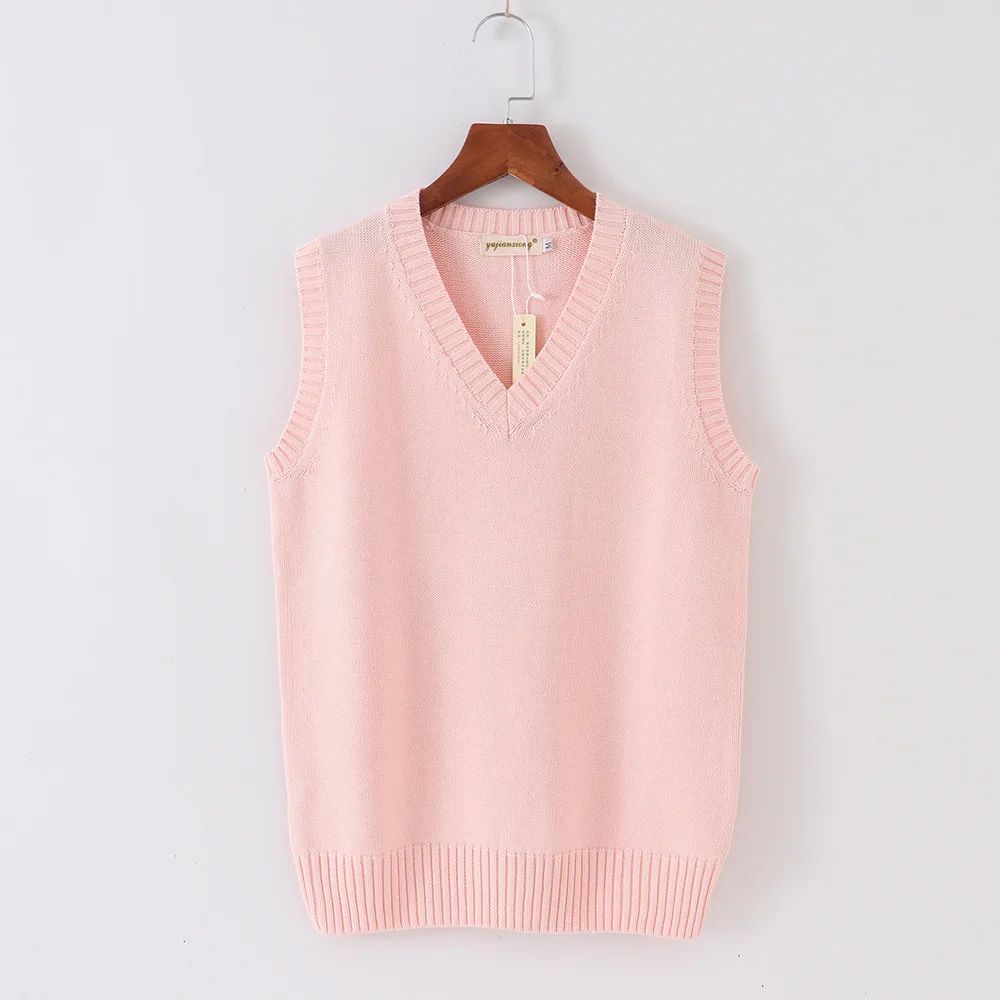 Japanese JK School Uniform Sweater Vest – Cute Anime V-Neck Knit Cosplay Vest for Girls & Women