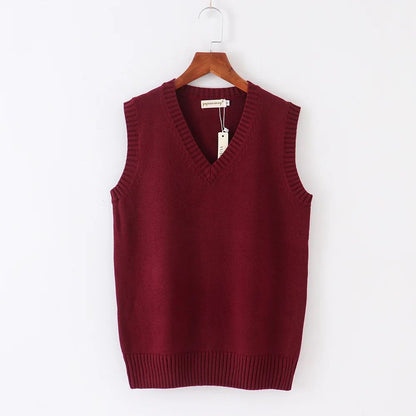Japanese JK School Uniform Sweater Vest – Cute Anime V-Neck Knit Cosplay Vest for Girls & Women