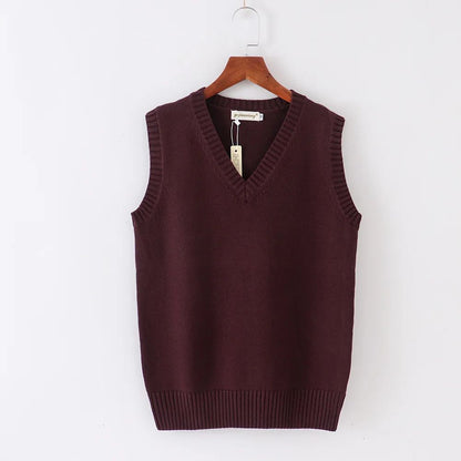 Japanese JK School Uniform Sweater Vest – Cute Anime V-Neck Knit Cosplay Vest for Girls & Women