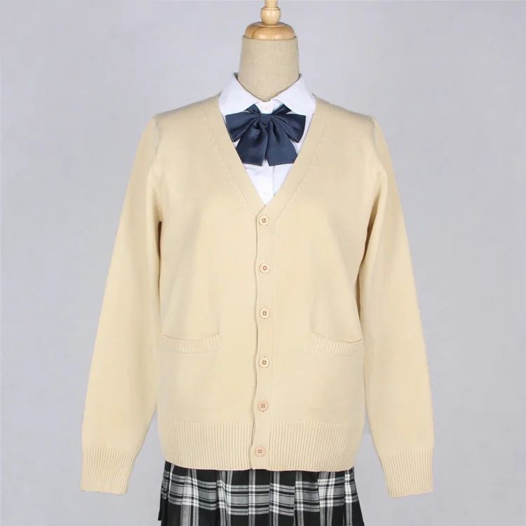 Japanese JK School Uniform Sweater Cardigan – Anime V-Neck Long Sleeve Knit Coat for Girls
