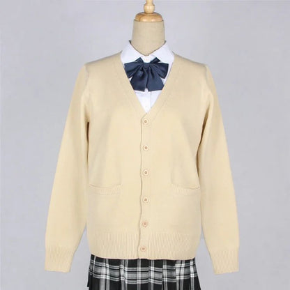 Japanese JK School Uniform Sweater Cardigan – Anime V-Neck Long Sleeve Knit Coat for Girls