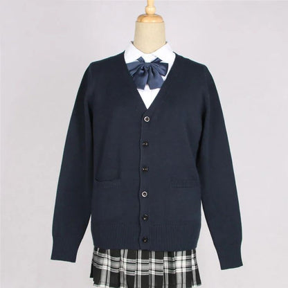 Japanese JK School Uniform Sweater Cardigan – Anime V-Neck Long Sleeve Knit Coat for Girls