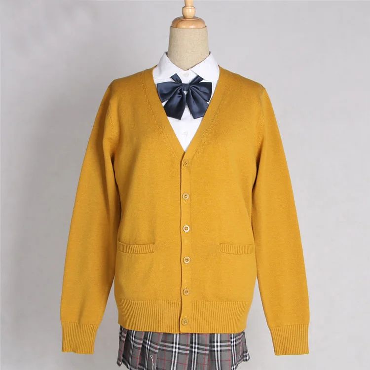 Japanese JK School Uniform Sweater Cardigan – Anime V-Neck Long Sleeve Knit Coat for Girls