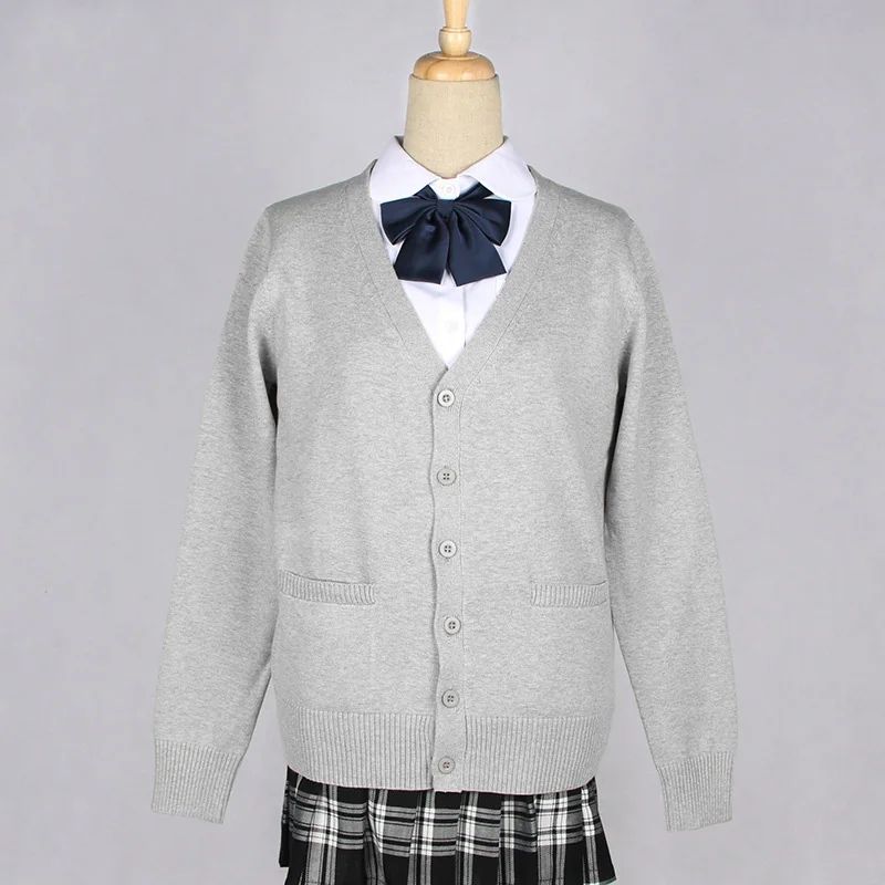 Japanese JK School Uniform Sweater Cardigan – Anime V-Neck Long Sleeve Knit Coat for Girls