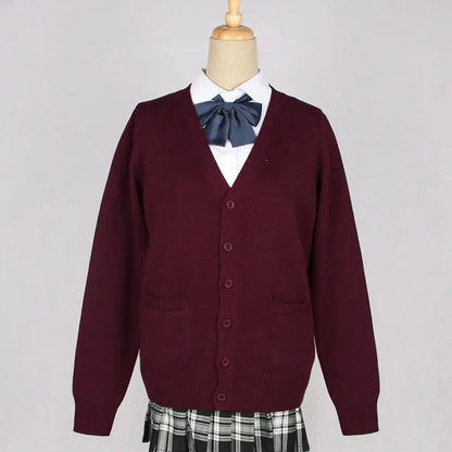 Japanese JK School Uniform Sweater Cardigan – Anime V-Neck Long Sleeve Knit Coat for Girls