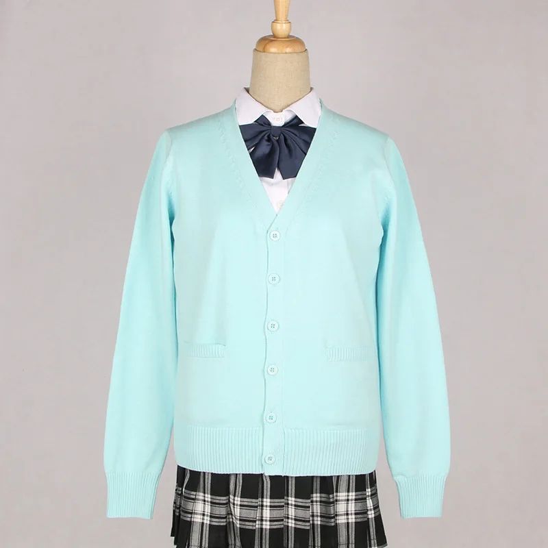 Japanese JK School Uniform Sweater Cardigan – Anime V-Neck Long Sleeve Knit Coat for Girls