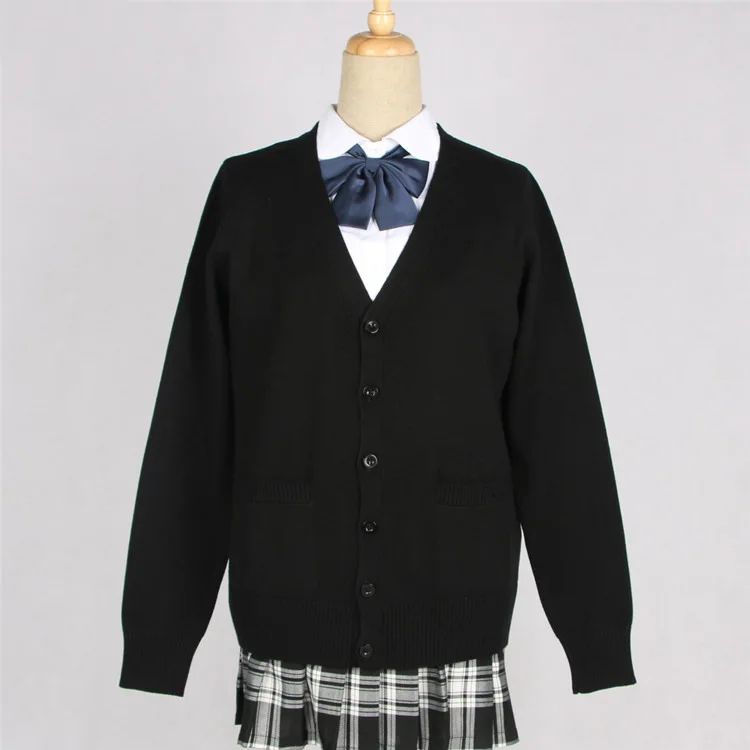 Japanese JK School Uniform Sweater Cardigan – Anime V-Neck Long Sleeve Knit Coat for Girls