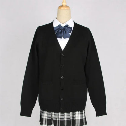 Japanese JK School Uniform Sweater Cardigan – Anime V-Neck Long Sleeve Knit Coat for Girls