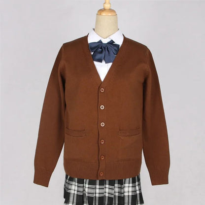 Japanese JK School Uniform Sweater Cardigan – Anime V-Neck Long Sleeve Knit Coat for Girls