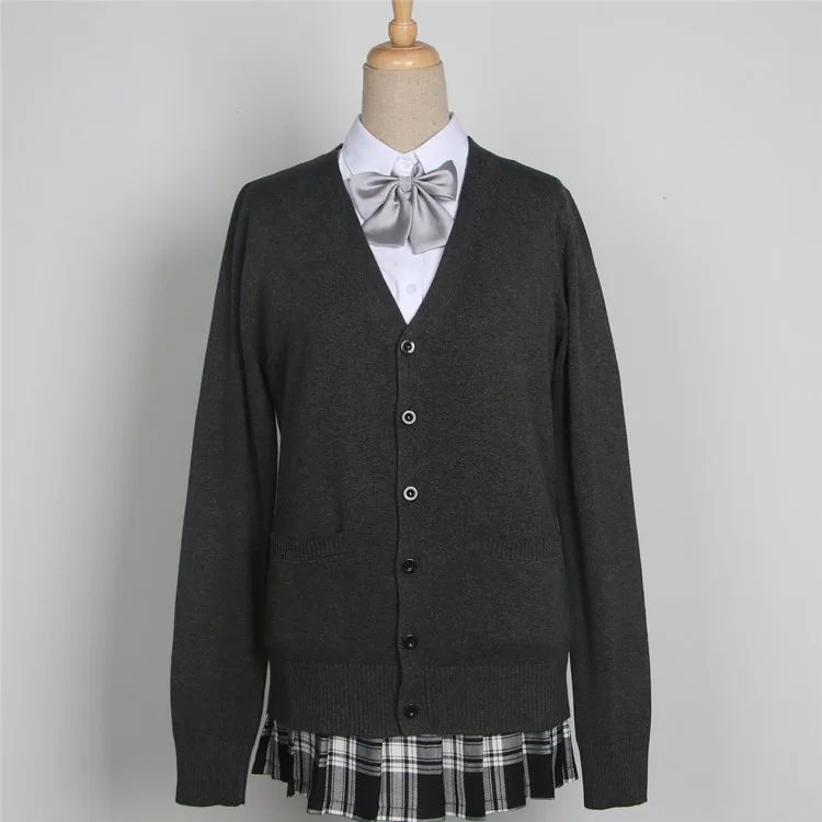 Japanese JK School Uniform Sweater Cardigan – Anime V-Neck Long Sleeve Knit Coat for Girls
