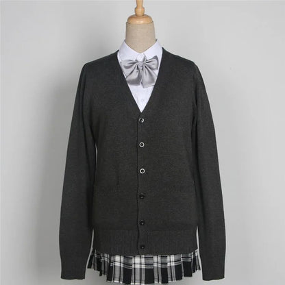 Japanese JK School Uniform Sweater Cardigan – Anime V-Neck Long Sleeve Knit Coat for Girls