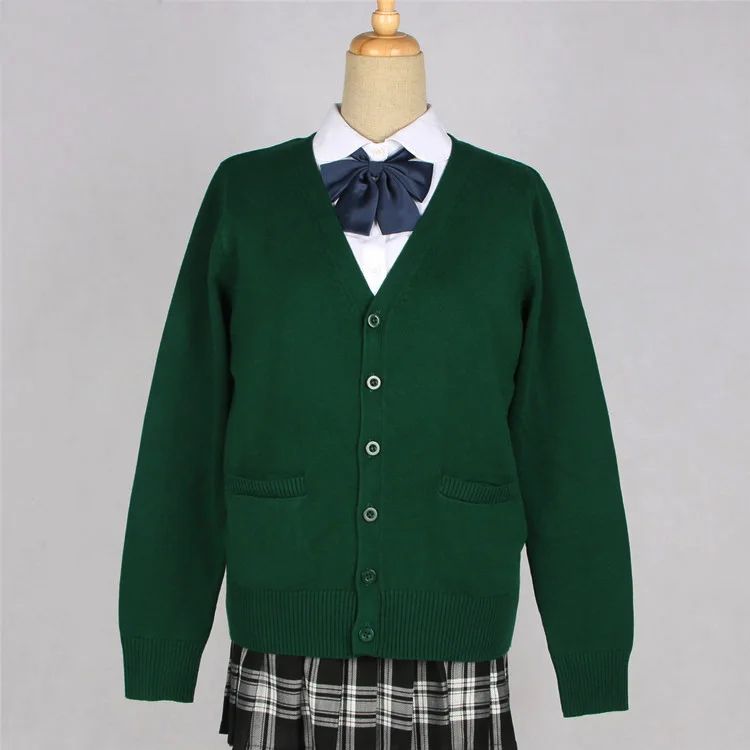 Japanese JK School Uniform Sweater Cardigan – Anime V-Neck Long Sleeve Knit Coat for Girls