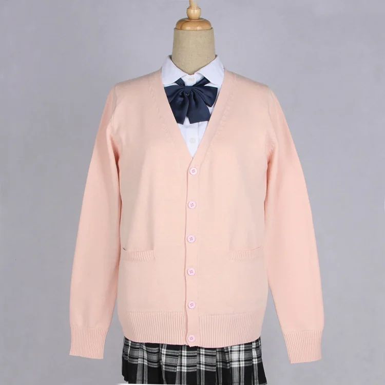 Japanese JK School Uniform Sweater Cardigan – Anime V-Neck Long Sleeve Knit Coat for Girls