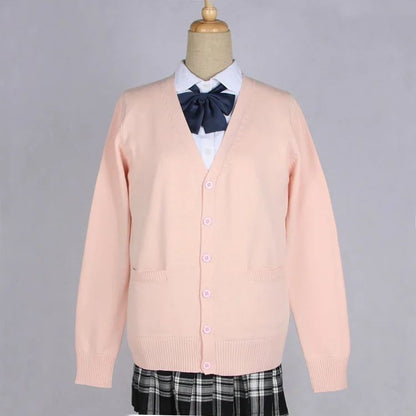Japanese JK School Uniform Sweater Cardigan – Anime V-Neck Long Sleeve Knit Coat for Girls