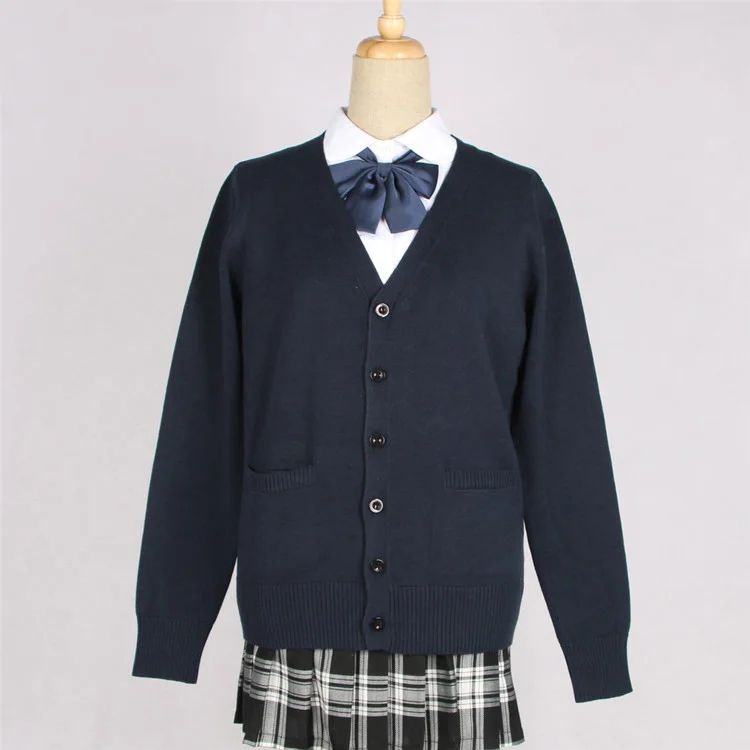 Japanese JK School Uniform Sweater Cardigan – Anime V-Neck Long Sleeve Knit Coat for Girls