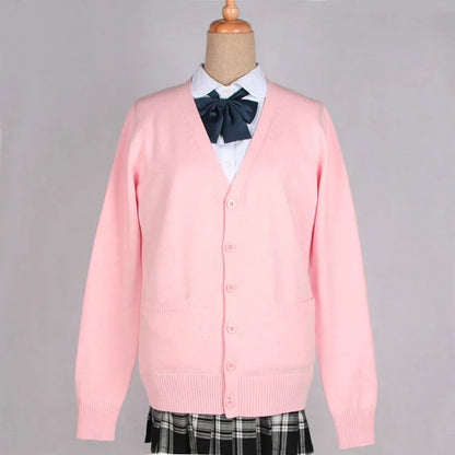 Japanese JK School Uniform Sweater Cardigan – Anime V-Neck Long Sleeve Knit Coat for Girls