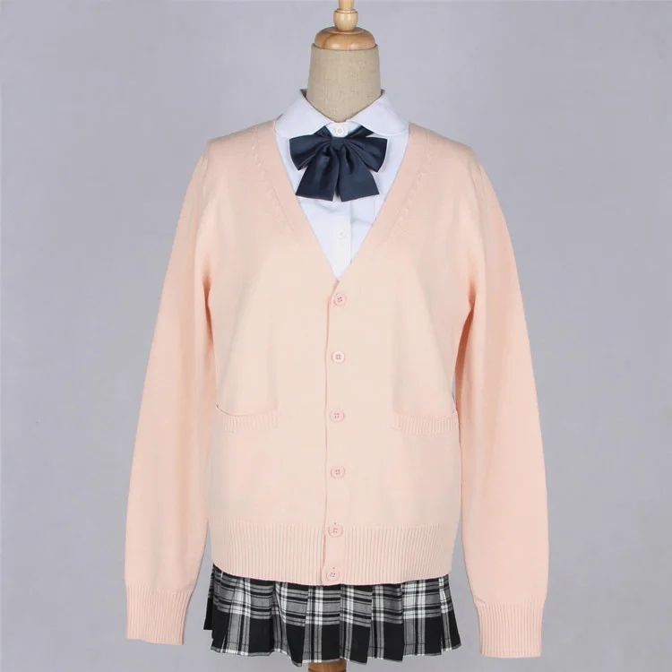 Japanese JK School Uniform Sweater Cardigan – Anime V-Neck Long Sleeve Knit Coat for Girls