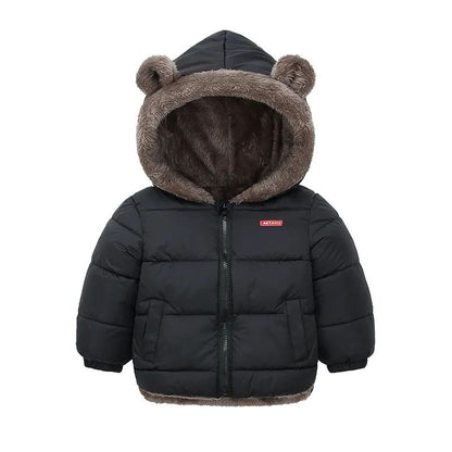 Reversible Cartoon Hooded Baby Winter Coat – Plush Toddler Fleece Jacket